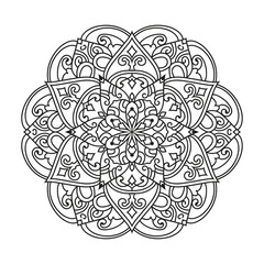 Mandala for  adult coloring book. Outline round mandala circle coloring page