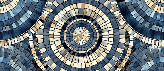 Abstract circular mosaic pattern in hand-drawn style for fabric and print design. - obrazy, fototapety, plakaty