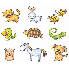 Hand drawn animals cartoon