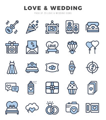 Love & Wedding web icons in Two Color style.