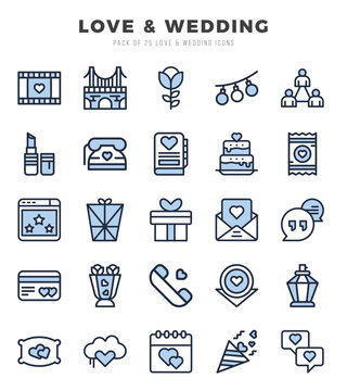 Love & Wedding elements. Two Color web icon set. Simple vector illustration.