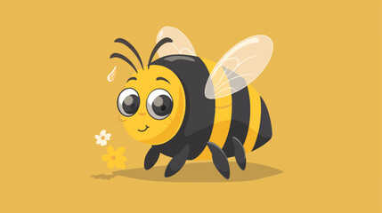 Cartoon doodle bee flat cartoon vactor illustration