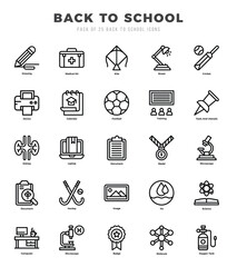 Back To School Lineal icons collection. Lineal icons pack. Vector illustration