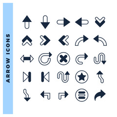 25 Arrow Lineal Fill icon pack. vector illustration.