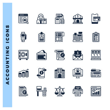 25 Accounting Lineal Fill icons pack. vector illustration.