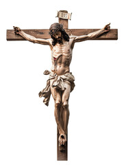 Jesus Christ on the cross, cut out, isolated on transparent background. 