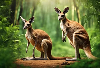 Wandcirkels plexiglas kangaroo in the grass © Ahsan