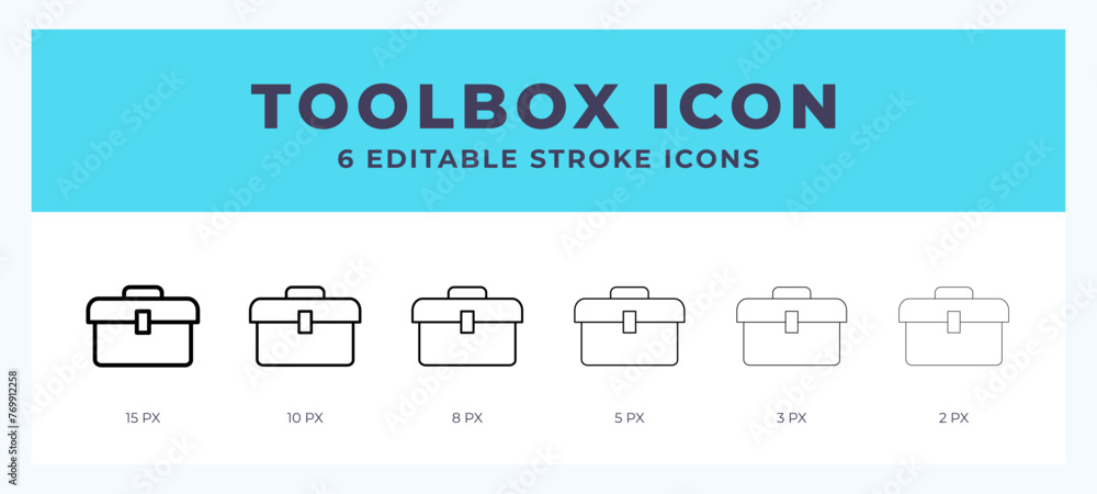 Poster toolbox icon set with different stroke. vector illustration with editable stroke.