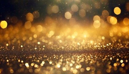 a visually stunning black and gold background with an abundance of sparkling lights perfect for adding a touch of glamour and elegance to any project or design - obrazy, fototapety, plakaty