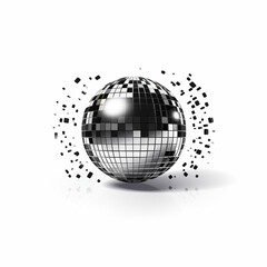 Fototapeta na wymiar Shiny Disco Ball on White Background