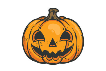 Illustration of a spooky carved Halloween pumpkin. Autumn season holidays, Happy Halloween vector.