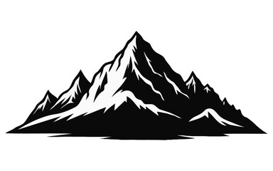 Majestic Mountain Silhouettes Black and White Landscape Vector