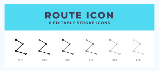 Route line icon for websites and apps. Vector illustration with editable stroke.