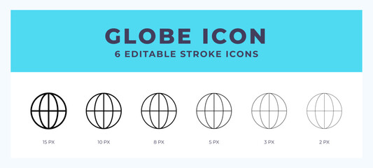 Globe vector icon. With different stroke vector illustration.