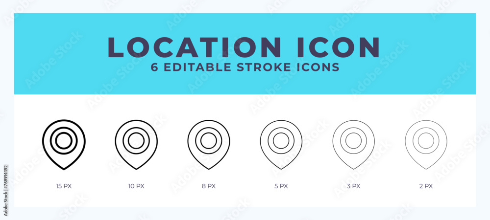 Poster location icon set with different stroke. vector illustration with editable stroke.