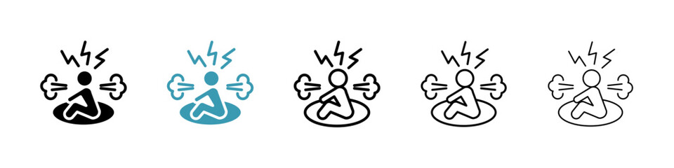 Emotional Stress and Anxiety Relief Icons. Wellness and Mental Health Management Symbols.