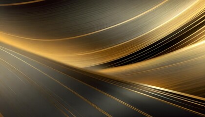 luxury abstract black metal background with golden light lines
