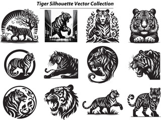 Tiger Silhouette Vector Collection
