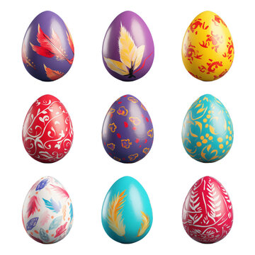 Assorted Decorative Painted Easter Eggs with Various Patterns
