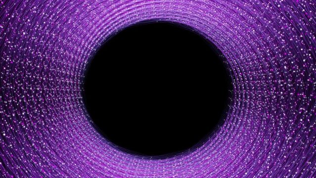 Seamless circular particle background featuring flickering purple light effects with center black hole