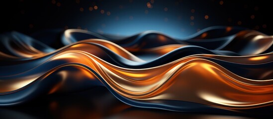 Abstract orange and black wavy liquid background.