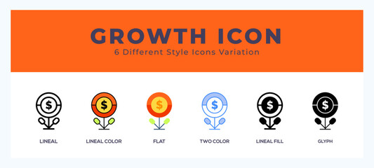 Growth icon set pack vector illustration.