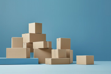 Fototapeta premium Cardboard box container package in concept of parcel delivery or shipment from receiver to sender service