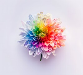 A colorful flower with a rainbow of colors. The flower is the center of attention and the colors are vibrant and bright. The concept of joy and happiness