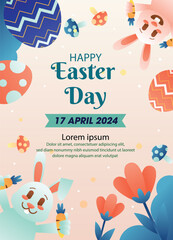 Happy easter day template for greeting card and banner vector illustration