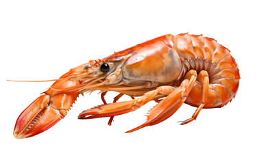 A close-up view of a vibrant shrimp on a clean white background
