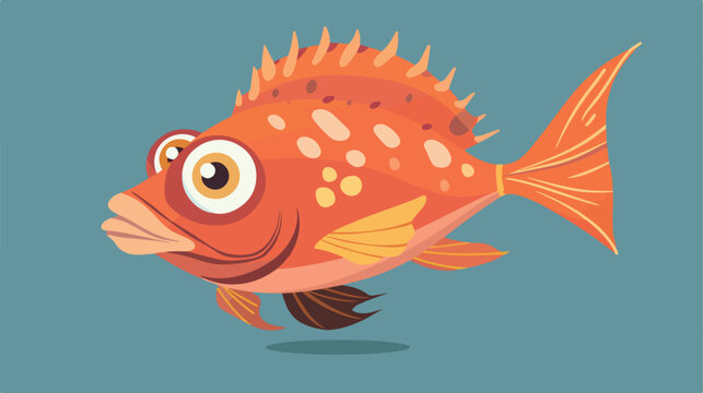 Cartoon fish head flat cartoon vactor illustration