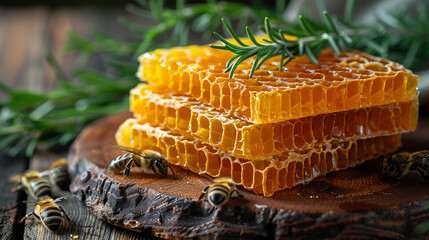 Honeycomb On Podium Background