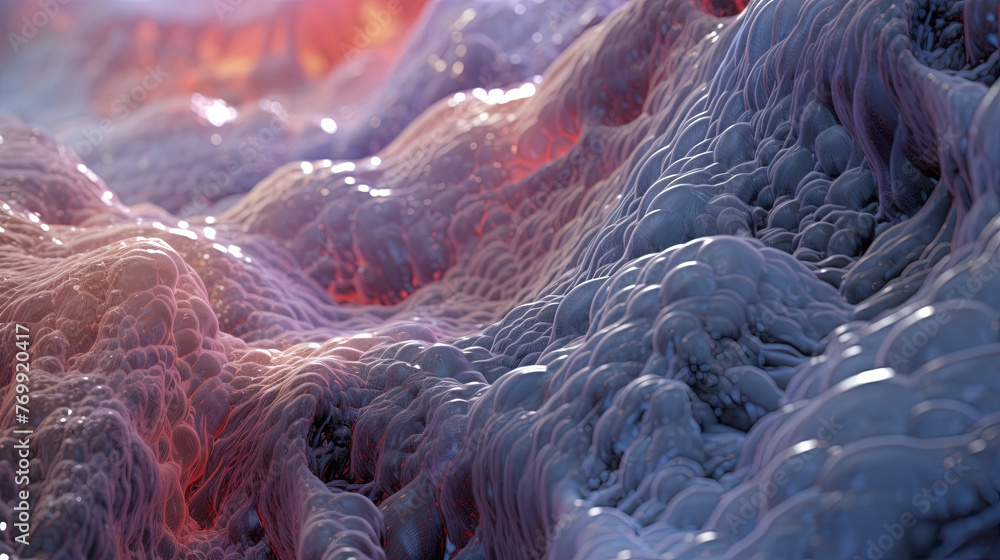 Poster scientific abstraction with futuristic textured tissue waves. tech background with close-up wave bio