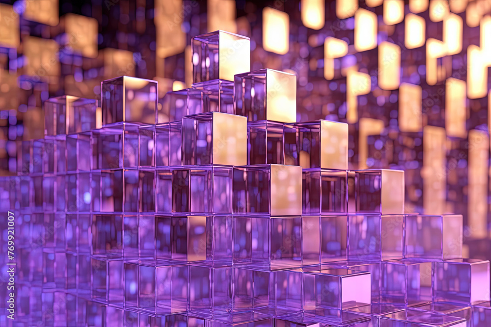 Poster Abstract background with structure of cubes. Colorful cubes texture for technology backdrop.