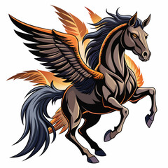 Horse , horse with full open wings