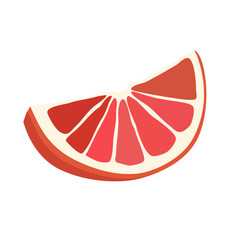 Healthy red half of grapefruit . Isolated vector fruit in flat style. Summer clipart for design