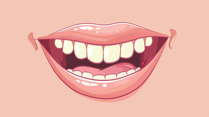 Cartoon happy mouth flat cartoon vactor illustration
