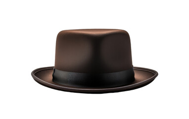 A brown top hat adorned with a sleek black band exudes timeless sophistication and mystery
