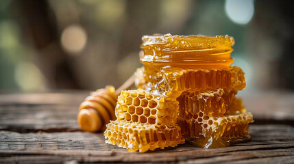 Honeycomb On Table Background