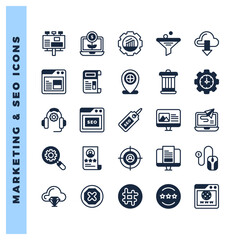 25 Marketing and Seo Lineal Fill icon pack. vector illustration.