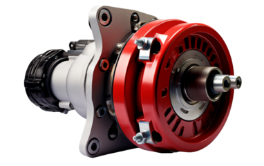 Close-up of a sleek motor on a clean white backdrop