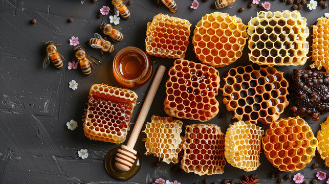 Honeycomb On Table Background