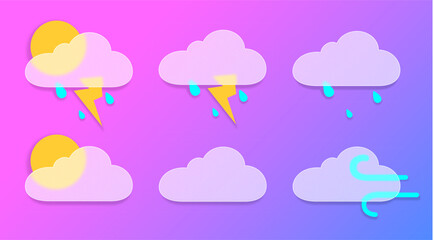Weather glass morphism icon illustration