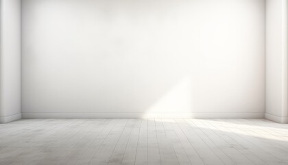 Empty white walled room and smooth floor, with interesting light background
