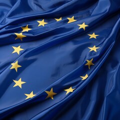 European Union flag background, realistic ripples canvas texture

