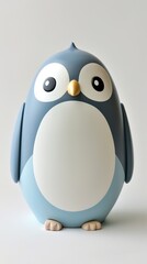 Fototapeta premium A Korean-style wooden toy penguin in a charming, handcrafted design. Wooden penguin with a unique appearance. Ideal toy for collector or decoration.