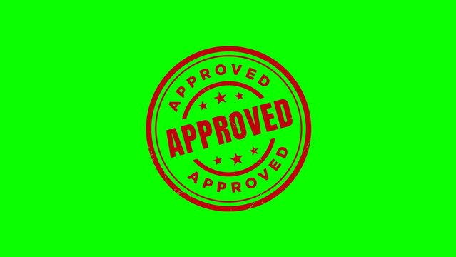 Approved stamp sign, Alpha channel, transparent background and green background. 4K Video 