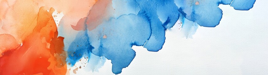 Abstract watercolor paint art background painting banner panorama long wide - Blue orange...