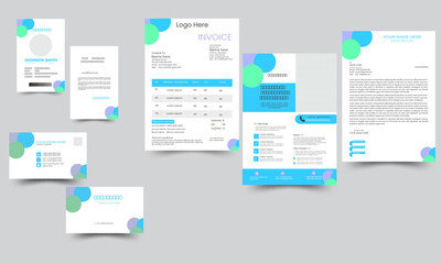 Set of Business identity design templates. Clean and professional corporate company business  template design with color variation bundle.Creative  Elegant and minimalist style Stationary template des