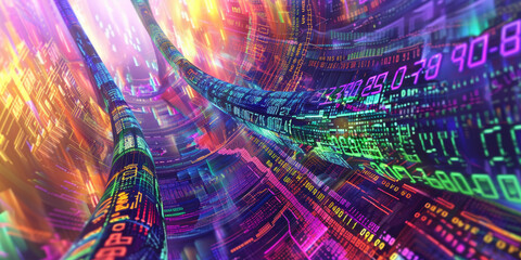 Futuristic Data Stream in Cyberspace - Digital Data and Technology Concept